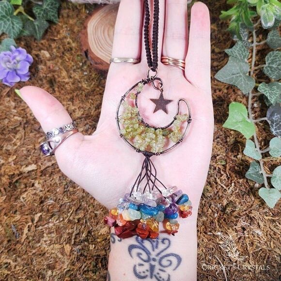 Handmade Peridot Crystal Moon Décor #9 - Picture 1 of 2